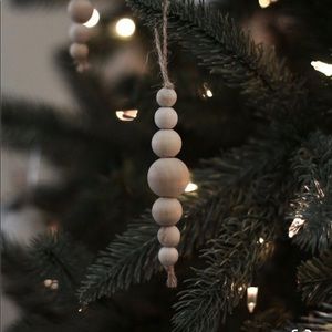 Farmhouse Christmas Wood Bead Ornaments